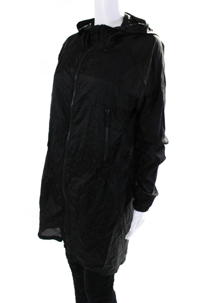 Theory Women's Hood Full Zip Long Sleeves Rain Jacket Black Size P