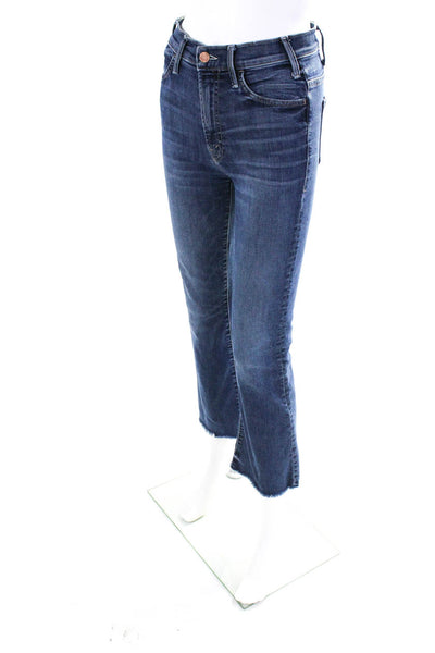 Mother Womens Hustler High Rise Bootcut Medium Wash Frayed Jeans Blue Size 25