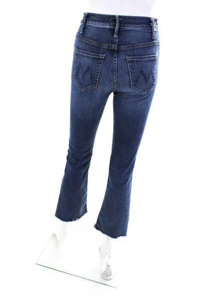 Mother Womens Hustler High Rise Bootcut Medium Wash Frayed Jeans Blue Size 25