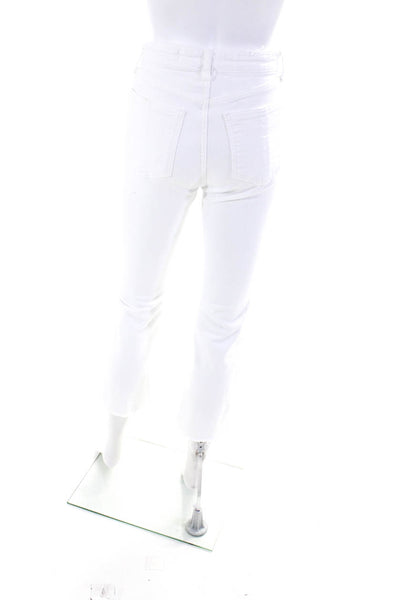 Rag & Bone Womens Nina High Rise Slim Frayed Ankle Flare Jeans White Size 26