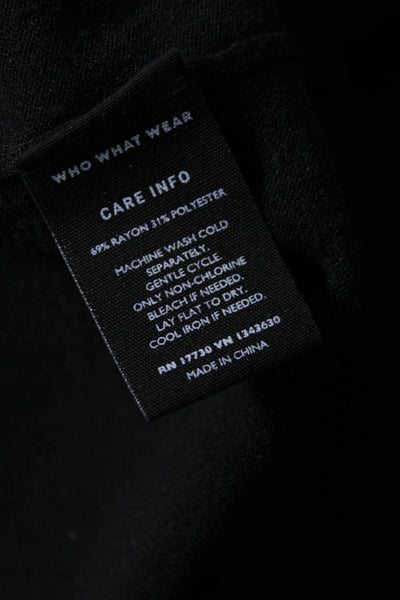 Who What Wear Womens Short Sleeve Ruffle Crew Neck Sweater Black Size Medium