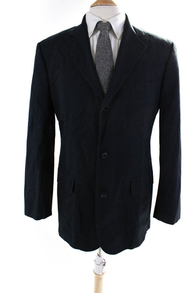 Brooks Brothers Mens Cotton Notched Collar 3 Button Blazer Jacket Navy Size 39L