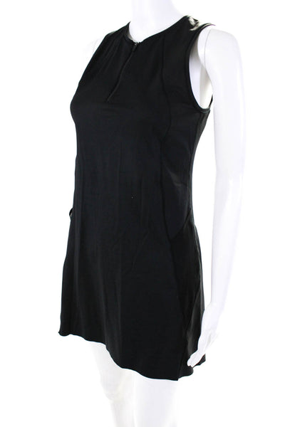 Athleta Womens Knit Mesh Back Sleeveless Zip Up A-Line Dress Black Size S