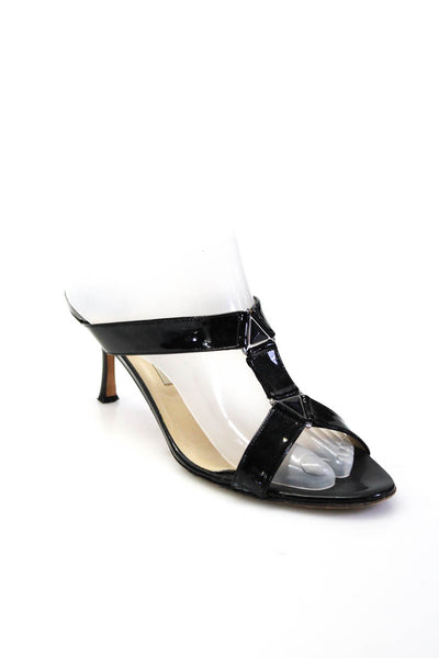 Jimmy Choo Womens Patent Leather Strappy High Heels Sandals Black Size 40.5 10.5