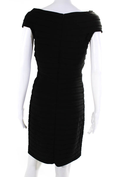 Tadashi Shoji Womens Tiered Ruffled Sleeveless V-Neck Sheath Dress Black Size S