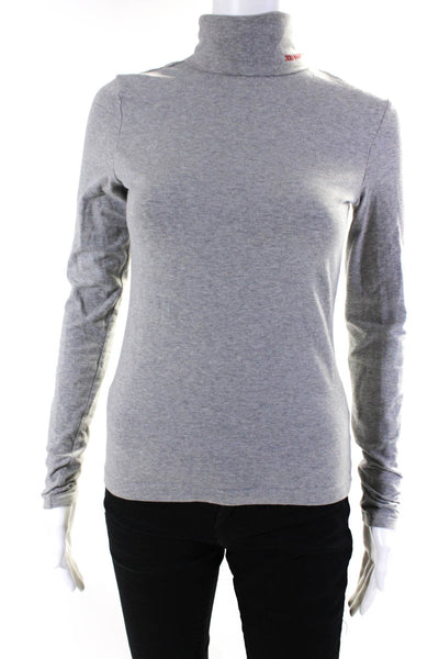 Calvin Klein 205W39NYC Womens Turtleneck Long Sleeve Top Tee Shirt Gray Small