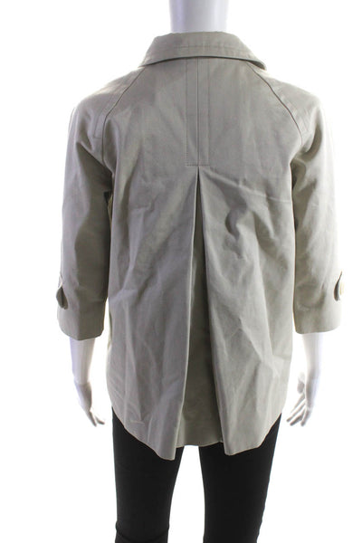 Chloe Womens 3/4 Sleeve Collared Twill Button Up Jacket Beige Cotton Size FR 38
