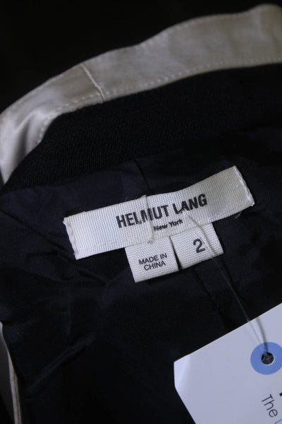 Helmut Lang Womens Satin Trim Open Front High Low Blazer Jacket Black Size 2