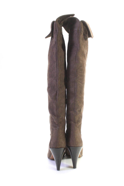 Veronique Branquinho Womens Leather Spool Heels Knee High Boots Brown Size 9