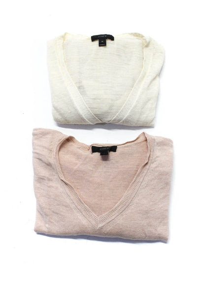 J Crew Women's V-Neck Long Sleeves Slit Hem Pullover Sweater Size XS Lot 2