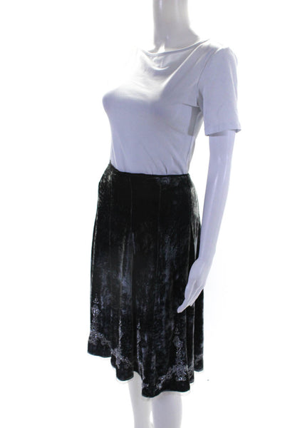 Elie Tahari Womens Velvet Beaded Hem Lined Midi Tulle A-Line Skirt Gray Size M