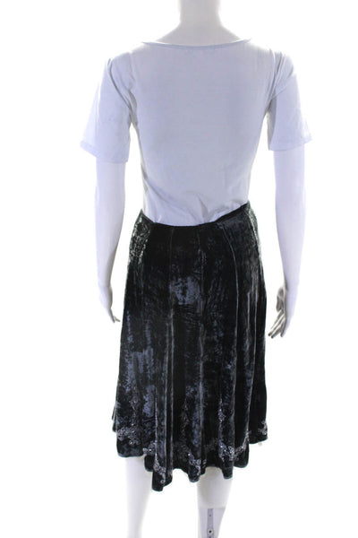 Elie Tahari Womens Velvet Beaded Hem Lined Midi Tulle A-Line Skirt Gray Size M