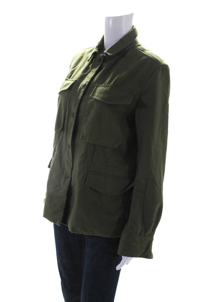 Rag & Bone Jean Womens Collared Drawstring Waist Zippered Jacket Green Size M
