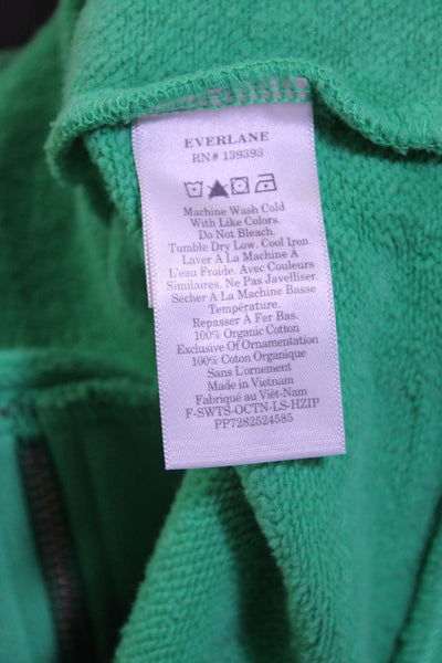 Everlane Womens Cotton High Neck Long Sleeve Half Zip Sweatshirt Green Size XS