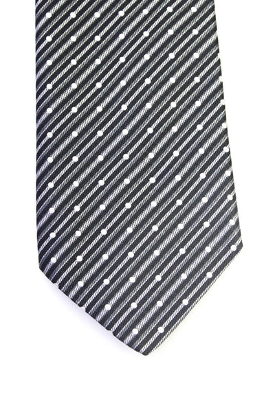 Etro Mens Silk Striped Wide Necktie Black