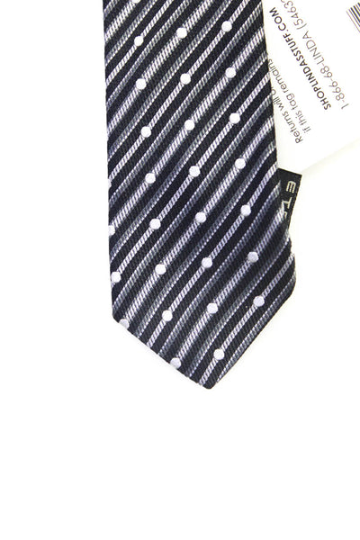 Etro Mens Silk Striped Wide Necktie Black
