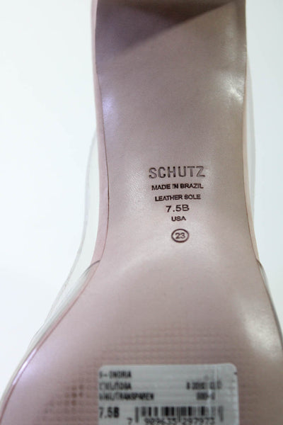 Schutz Womens Transparent Open Square Toe Low Heel Sandals Clear Size 7.5US