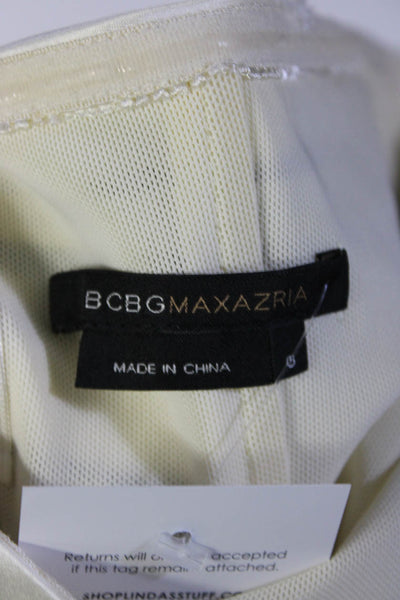 BCBGMAXAZRIA Womens White Black Layered Strapless Fit & Flare Dress Size 6