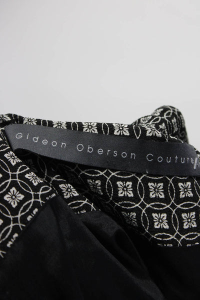 Gideon Oberson Womens Black Printed Crew Neck Embellished Full Zip Jacket Size M