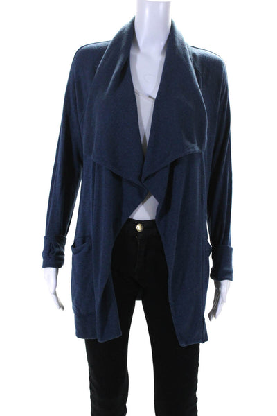 Athleta Womens Long Open Front Waterfall Cardigan Sweater Blue Size Extra Small