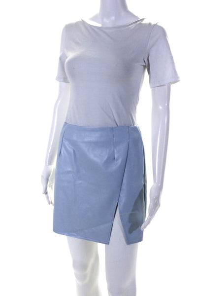 Superdown Womens Unlined Slit Faux Leather Mini Pencil Skirt Light Blue Medium