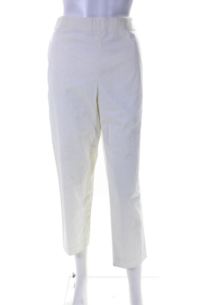Ports Womens Cotton Zip Up High Rise Straight Leg Pants Chinos White Size 10