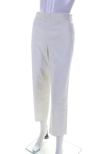 Ports Womens Cotton Zip Up High Rise Straight Leg Pants Chinos White Size 10
