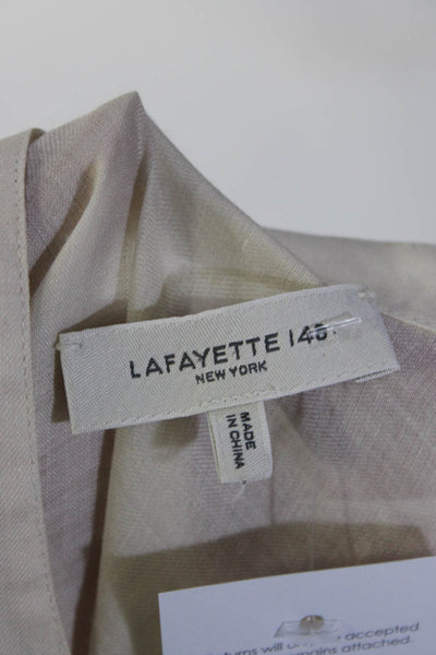 Lafayette 148 New York Womens Sheer Cotton 1/2 Button Up Blouse Top Biege Size S