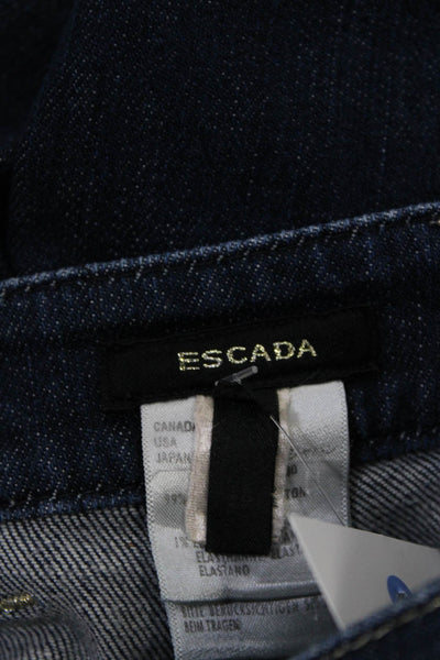 Escada Womens Cotton Five Pocket Zip Fly Button Closure Flare Jeans Navy Size 40