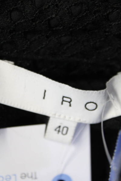 IRO Women's Collar Long Sleeves Mesh Drop Waist Mini Dress Black Size 40