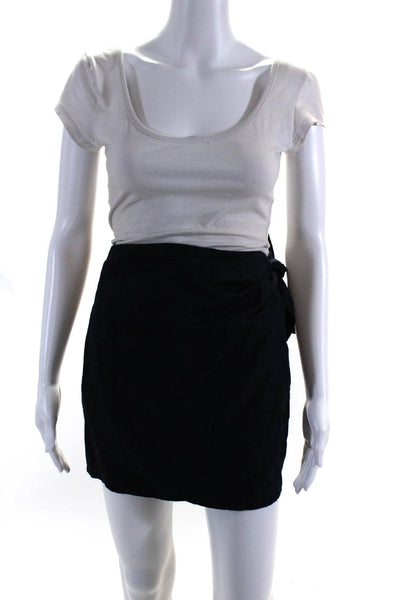 The Lady + The Sailor Womens Linen Mini Wrap Skirt Navy Blue Size 1