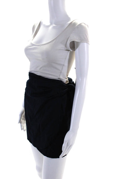 The Lady + The Sailor Womens Linen Mini Wrap Skirt Navy Blue Size 1