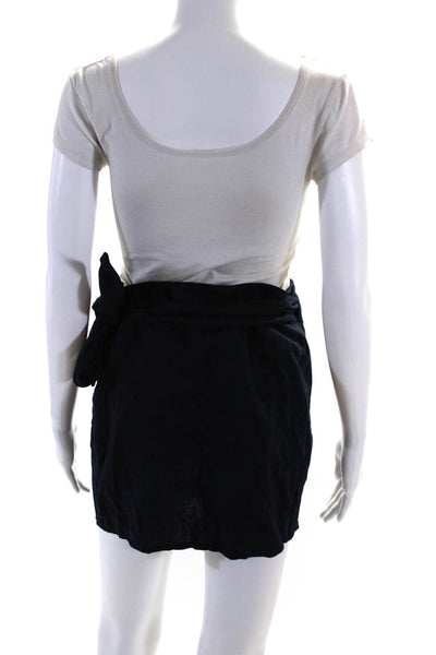 The Lady + The Sailor Womens Linen Mini Wrap Skirt Navy Blue Size 1