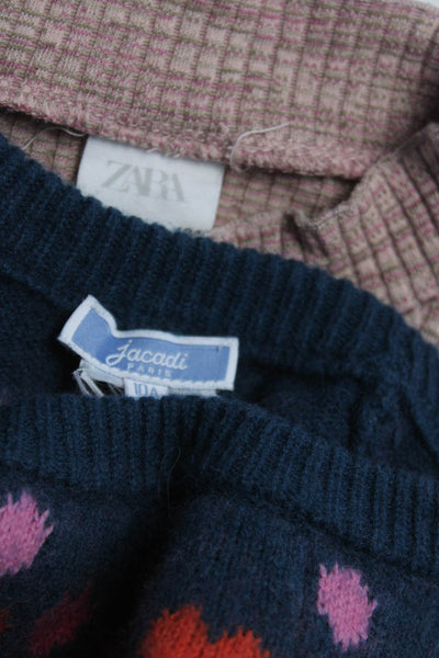 Jacadi Zara Childrens Girls Sweater Dress Blue Pink Size 10 9 Lot 2