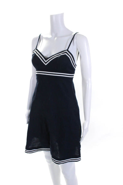 Zimmermann Womens Striped Trim Spaghetti Strap Short Dress Blue White Size 0