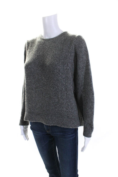 Helmut Lang Womens Knit Long Sleeved Round Neck Pullover Sweater Gray Size P