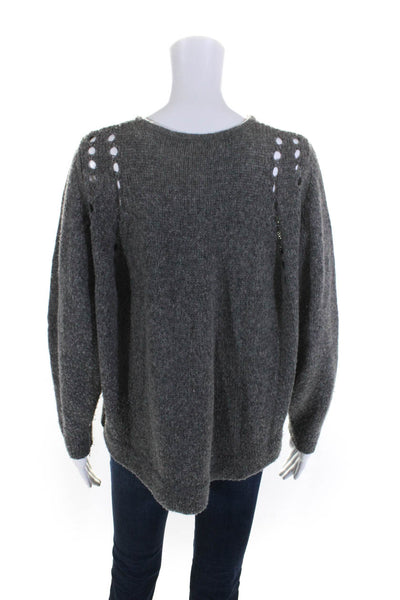 Helmut Lang Womens Knit Long Sleeved Round Neck Pullover Sweater Gray Size P