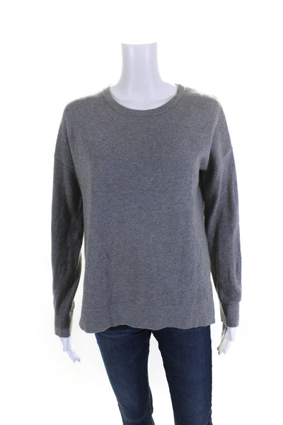360 Cashmere Womens Graphic Print Back Thin Knit Pullover Sweater Gray Size XS