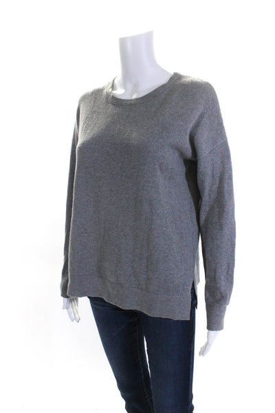 360 Cashmere Womens Graphic Print Back Thin Knit Pullover Sweater Gray Size XS