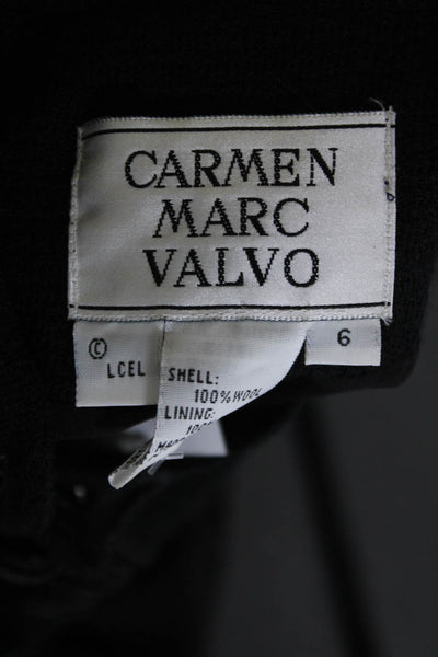 Carmen Marc Valvo Womens Beaded Button Down Tank Top Black Wool Size 6
