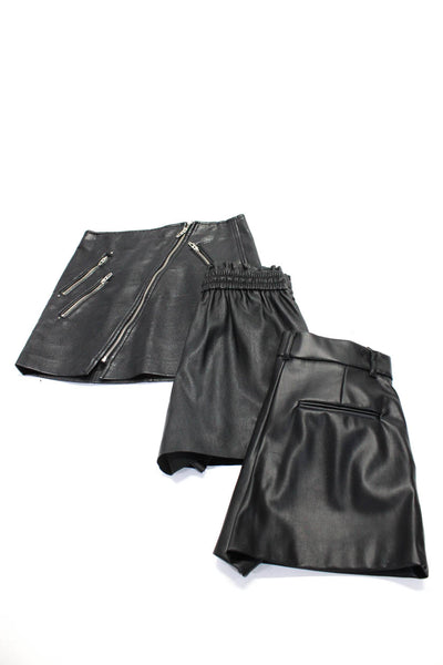 BLANKNYC Zara Womens Shorts Black Vegan Leather Zip Detail Skirt Size 26 S Lot 3