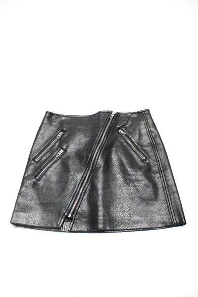BLANKNYC Zara Womens Shorts Black Vegan Leather Zip Detail Skirt Size 26 S Lot 3