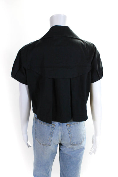 La Rok Womens Black Cotton Double Breasted Short Sleeve Bolero Jacket Size M