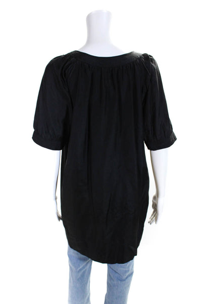 Graham & Spencer Womens Black Silk Scoop Neck Short Sleeve Blouse Top Size S