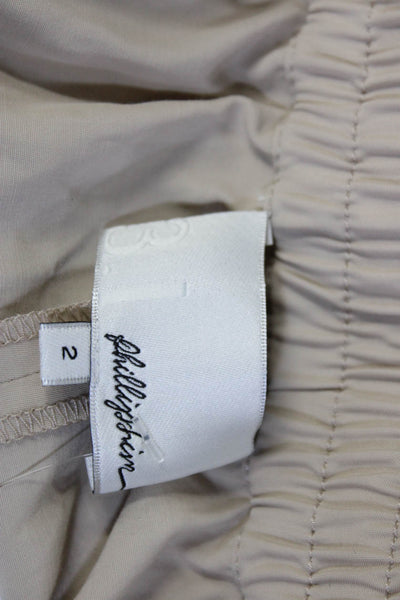 3.1 Phillip Lim Womens Pleated Fold Over Hem Drawstring Waist Pants Beige Size 2