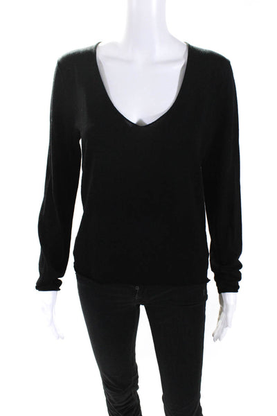Zadig & Voltaire #1 Womens Thin Knit V Neck Long Sleeved Sweater Black Size M