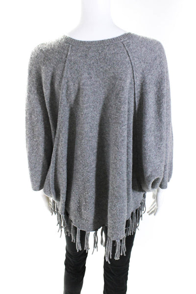 Velvet by Graham & Spencer Womens Fringed Dolman Sleeved Sweater Gray Size XS