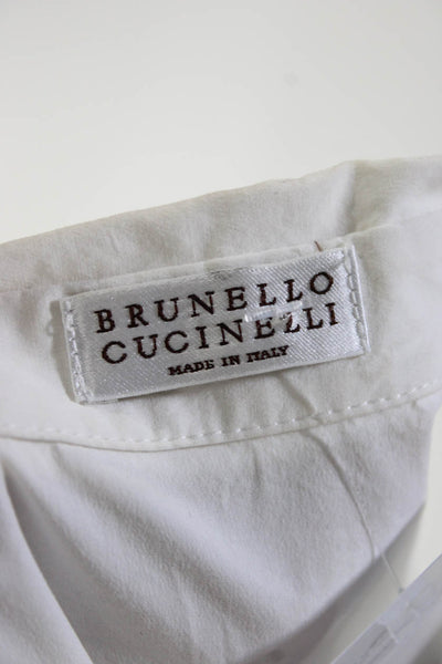 Brunello Cucinelli Womens White Cotton Tie Front Sleeveless Shift Dress Size M