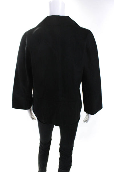 Lafayette 148 New York Womens Unlined Sateen Blazer Jacket Black Cotton Size 10