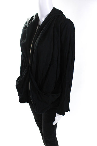 Uma Raquel Davidowicz Womens Oversize Hooded Full Zip Jacket Black Size XS